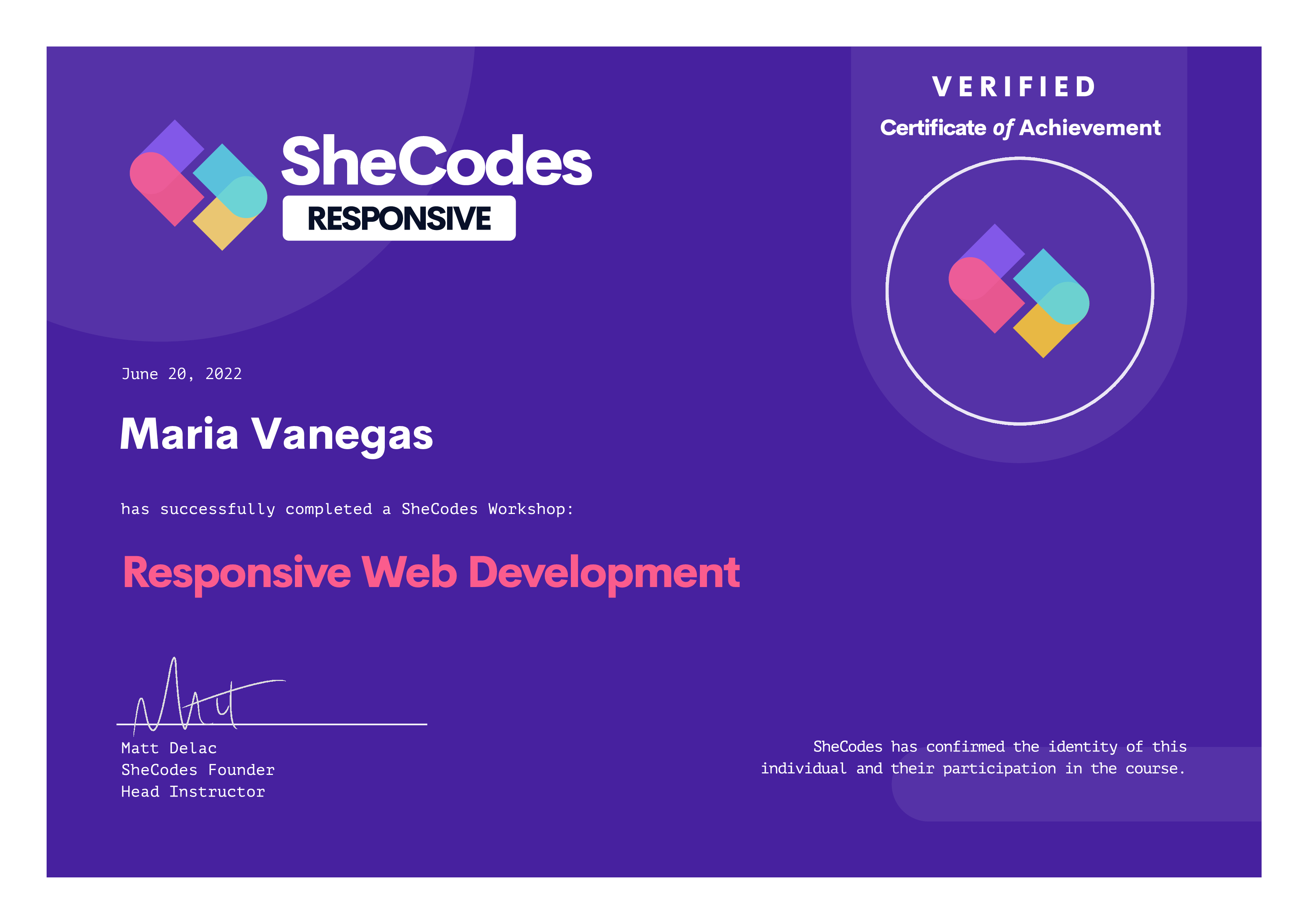 SheCodes Plus Certification