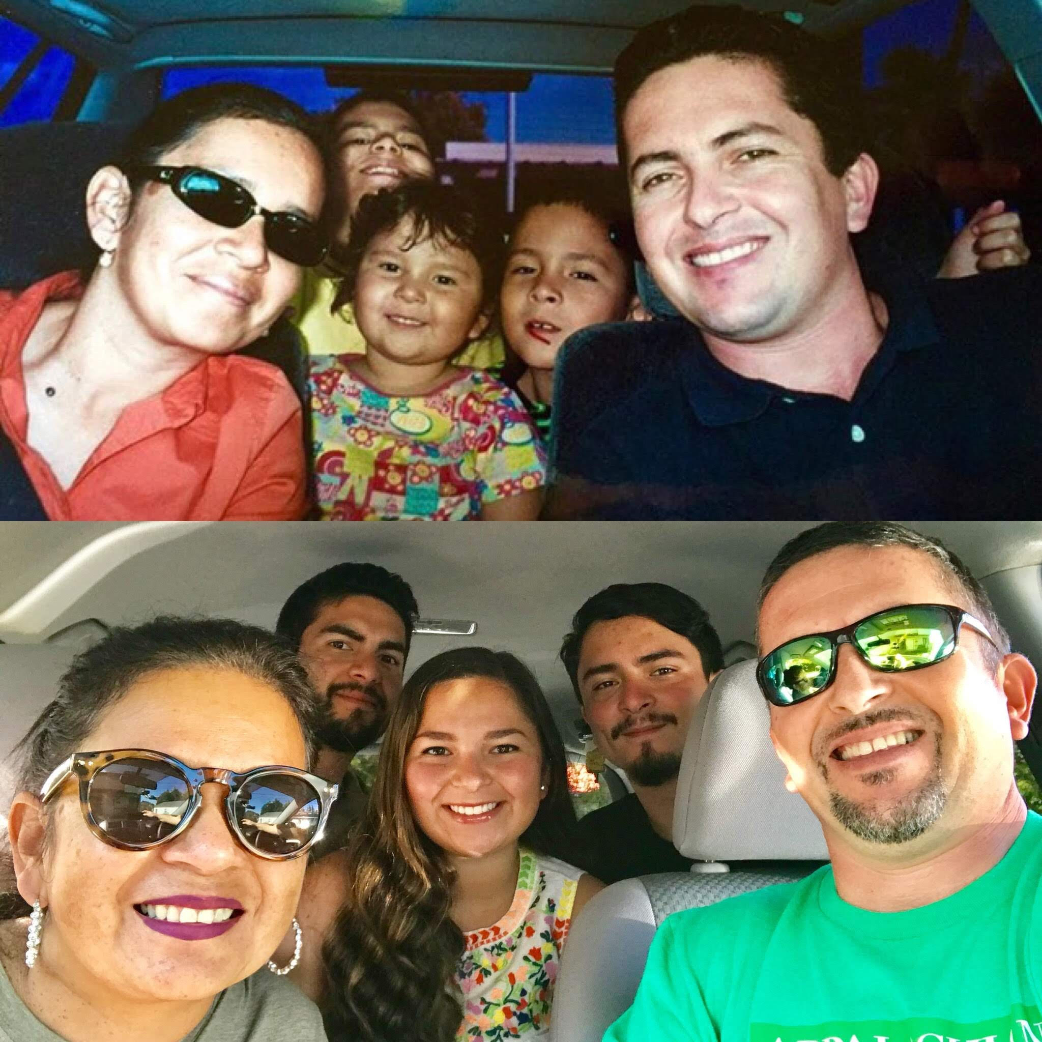 My family and I recreating a picture from my childhood